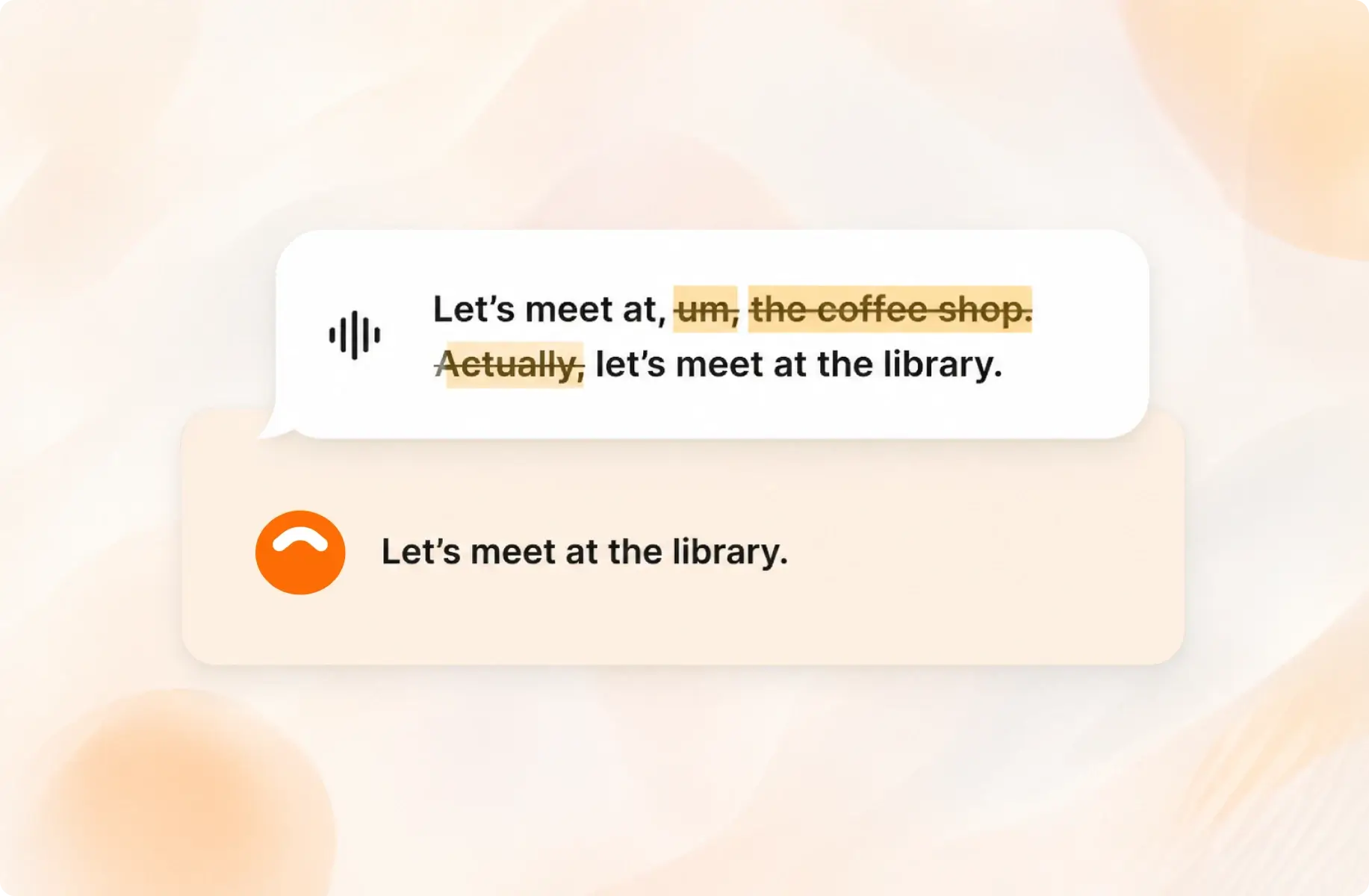 Voice polishing keeps the final corrected intent